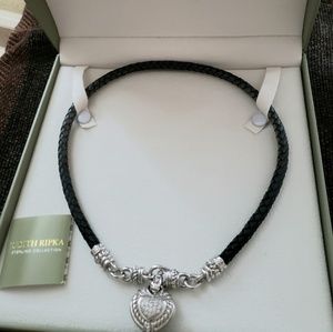 Judith Ripka Heart Enhancer on Leather Cord